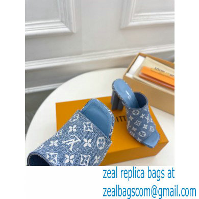 Louis Vuitton heel 10cm Silhouette Mule in bleached blue Monogram denim 2023