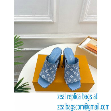 Louis Vuitton heel 10cm Silhouette Mule in bleached blue Monogram denim 2023