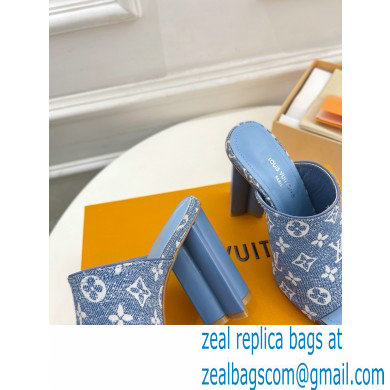Louis Vuitton heel 10cm Silhouette Mule in bleached blue Monogram denim 2023