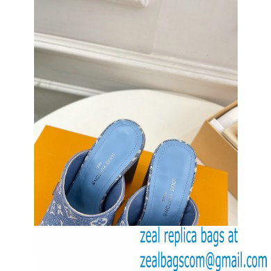 Louis Vuitton heel 10cm Silhouette Mule in bleached blue Monogram denim 2023