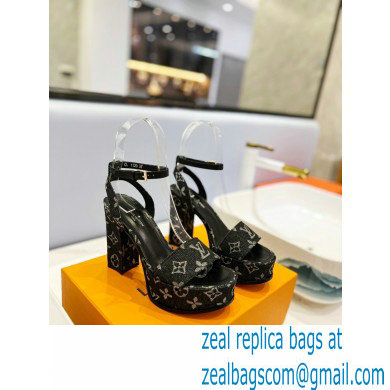 Louis Vuitton heel 11.5cm Fame platform sandal in Monogram denim black 2023