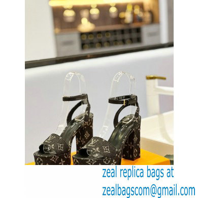 Louis Vuitton heel 11.5cm Fame platform sandal in Monogram denim black 2023