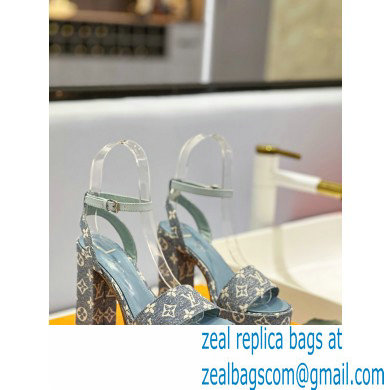 Louis Vuitton heel 11.5cm Fame platform sandal in Monogram denim blue 2023