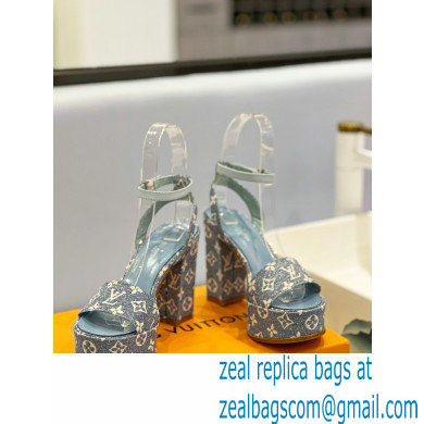 Louis Vuitton heel 11.5cm Fame platform sandal in Monogram denim blue 2023