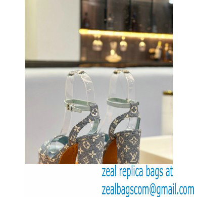 Louis Vuitton heel 11.5cm Fame platform sandal in Monogram denim blue 2023