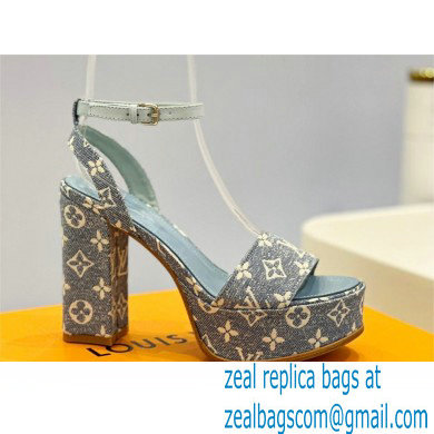 Louis Vuitton heel 11.5cm Fame platform sandal in Monogram denim blue 2023