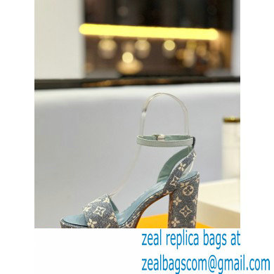 Louis Vuitton heel 11.5cm Fame platform sandal in Monogram denim blue 2023