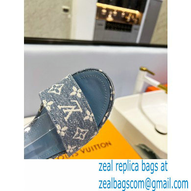 Louis Vuitton heel 11.5cm Fame platform sandal in Monogram denim blue 2023