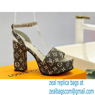 Louis Vuitton heel 11.5cm Fame platform sandal in Monogram denim gray 2023