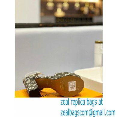 Louis Vuitton heel 11.5cm Fame platform sandal in Monogram denim gray 2023