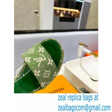 Louis Vuitton heel 11.5cm Fame platform sandal in Monogram denim green 2023