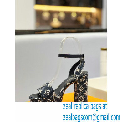 Louis Vuitton heel 11.5cm Fame platform sandal in Monogram denim navy blue 2023