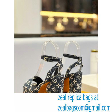 Louis Vuitton heel 11.5cm Fame platform sandal in Monogram denim navy blue 2023