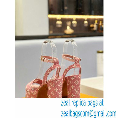 Louis Vuitton heel 11.5cm Fame platform sandal in Monogram denim pink 2023