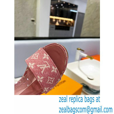 Louis Vuitton heel 11.5cm Fame platform sandal in Monogram denim pink 2023