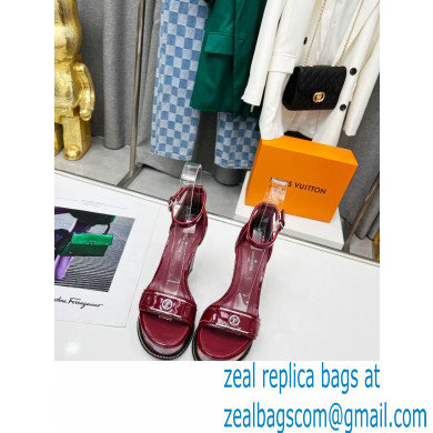 Louis Vuitton heel 12cm Fame Platform Sandal in glossy patent calf leather burgundy 2023