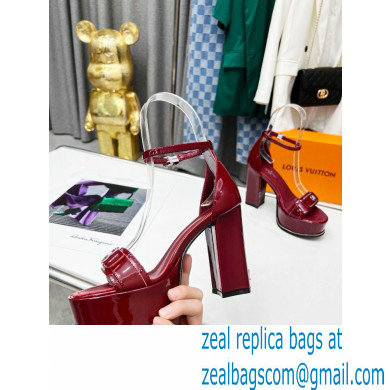 Louis Vuitton heel 12cm Fame Platform Sandal in glossy patent calf leather burgundy 2023