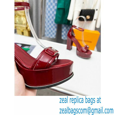 Louis Vuitton heel 12cm Fame Platform Sandal in glossy patent calf leather burgundy 2023