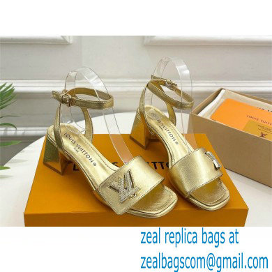 Louis Vuitton heel 5.5cm shake Sandals in calf leather gold 2023 - Click Image to Close