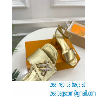 Louis Vuitton heel 5.5cm shake Sandals in calf leather gold 2023 - Click Image to Close