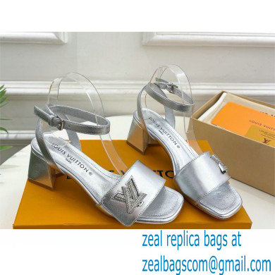 Louis Vuitton heel 5.5cm shake Sandals in calf leather silver 2023 - Click Image to Close