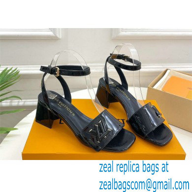 Louis Vuitton heel 5.5cm shake Sandals in glossy patent calf leather black 2023 - Click Image to Close