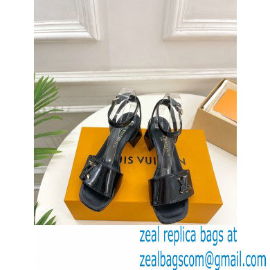 Louis Vuitton heel 5.5cm shake Sandals in glossy patent calf leather black 2023