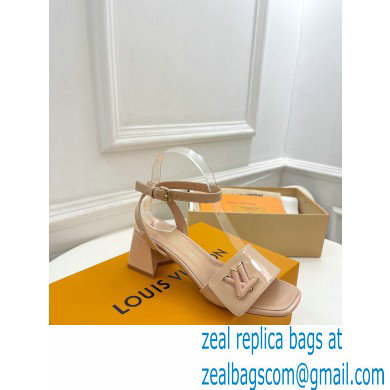 Louis Vuitton heel 5.5cm shake Sandals in glossy patent calf leather nude 2023