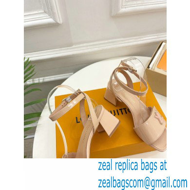 Louis Vuitton heel 5.5cm shake Sandals in glossy patent calf leather nude 2023