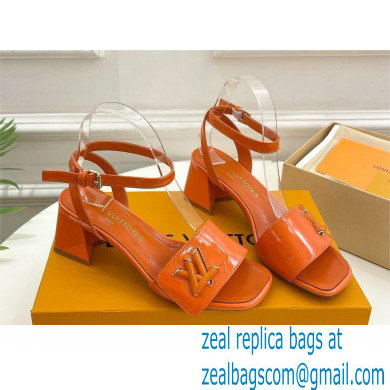 Louis Vuitton heel 5.5cm shake Sandals in glossy patent calf leather orange 2023 - Click Image to Close