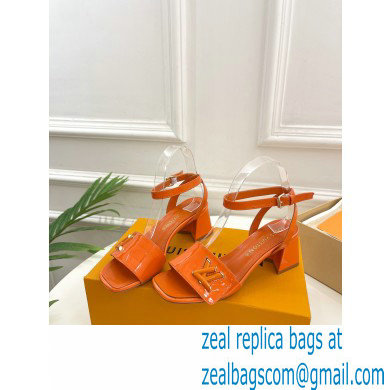 Louis Vuitton heel 5.5cm shake Sandals in glossy patent calf leather orange 2023 - Click Image to Close