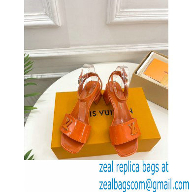 Louis Vuitton heel 5.5cm shake Sandals in glossy patent calf leather orange 2023