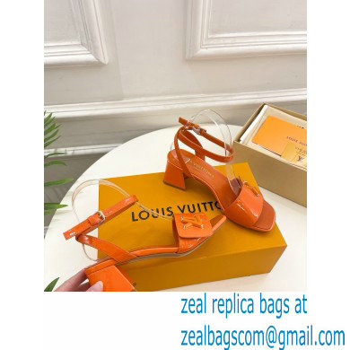 Louis Vuitton heel 5.5cm shake Sandals in glossy patent calf leather orange 2023