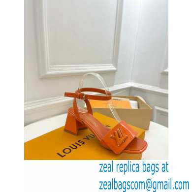 Louis Vuitton heel 5.5cm shake Sandals in glossy patent calf leather orange 2023