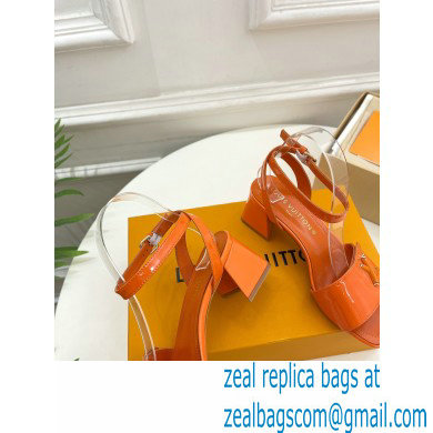 Louis Vuitton heel 5.5cm shake Sandals in glossy patent calf leather orange 2023