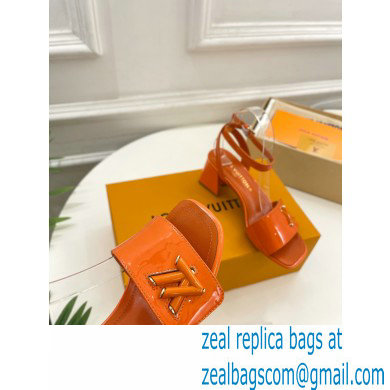 Louis Vuitton heel 5.5cm shake Sandals in glossy patent calf leather orange 2023