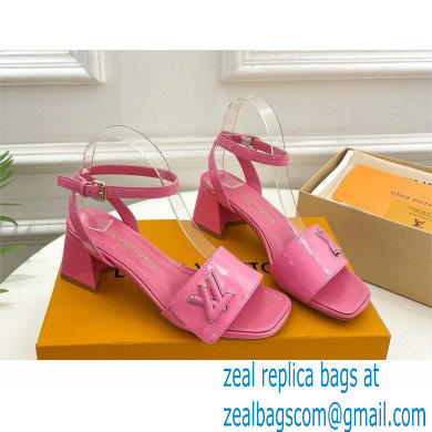 Louis Vuitton heel 5.5cm shake Sandals in glossy patent calf leather pink 2023