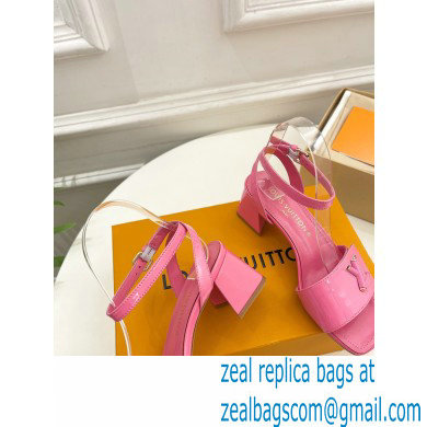 Louis Vuitton heel 5.5cm shake Sandals in glossy patent calf leather pink 2023