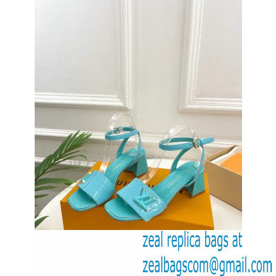 Louis Vuitton heel 5.5cm shake Sandals in glossy patent calf leather tiffany blue 2023