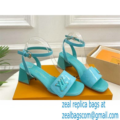 Louis Vuitton heel 5.5cm shake Sandals in glossy patent calf leather tiffany blue 2023