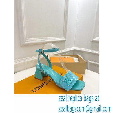 Louis Vuitton heel 5.5cm shake Sandals in glossy patent calf leather tiffany blue 2023