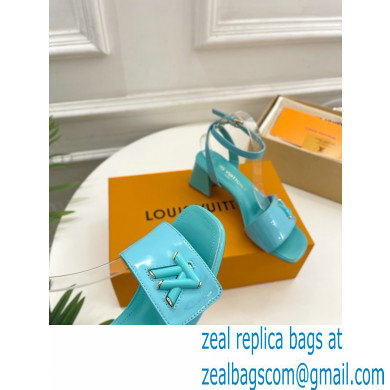 Louis Vuitton heel 5.5cm shake Sandals in glossy patent calf leather tiffany blue 2023