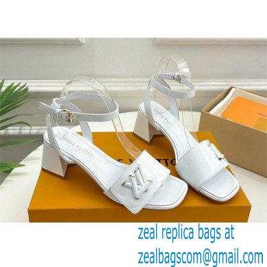 Louis Vuitton heel 5.5cm shake Sandals in glossy patent calf leather white 2023