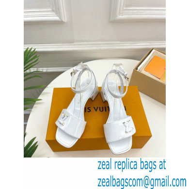 Louis Vuitton heel 5.5cm shake Sandals in glossy patent calf leather white 2023 - Click Image to Close