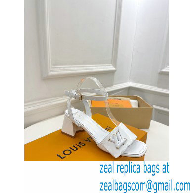 Louis Vuitton heel 5.5cm shake Sandals in glossy patent calf leather white 2023