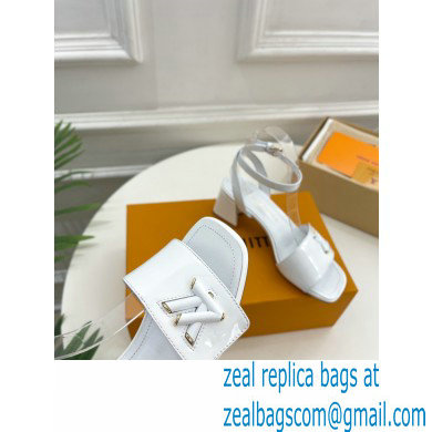 Louis Vuitton heel 5.5cm shake Sandals in glossy patent calf leather white 2023