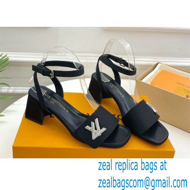 Louis Vuitton heel 5.5cm shake Sandals in satin black 2023 - Click Image to Close