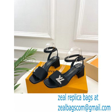 Louis Vuitton heel 5.5cm shake Sandals in satin black 2023 - Click Image to Close