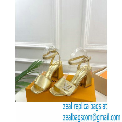 Louis Vuitton heel 8.5cm shake Sandals in calf leather gold 2023 - Click Image to Close