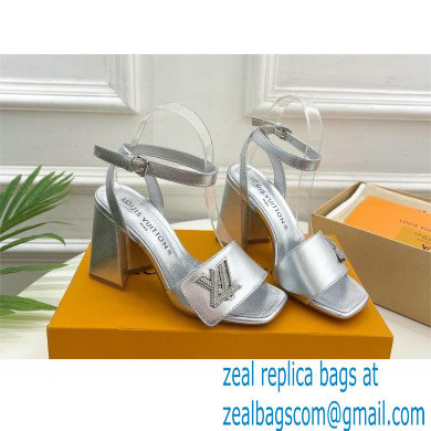 Louis Vuitton heel 8.5cm shake Sandals in calf leather silver 2023